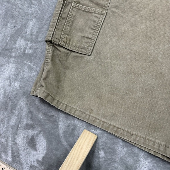 Wrangler Riggs Shorts Mens‎ 46 Beige Tan Cargo Carpenter Ripstop Workwear Logo - Picture 11 of 12
